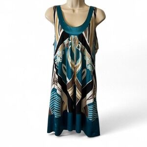 Vintage Express Multicolored Geometric & Abstract Print Sleeveless Mini‎ Dress